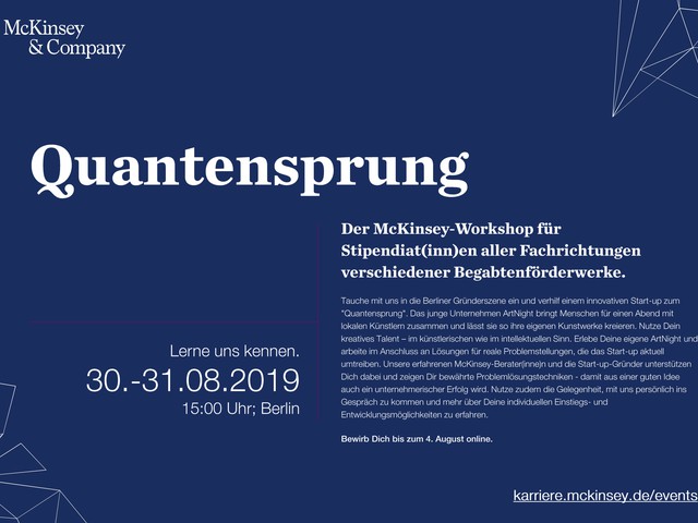 Quantensprung: Der McKinsey-Workshop für Stipendiat(inn)en aller Fachrichtungen verschiedener Begabtenförderwerke